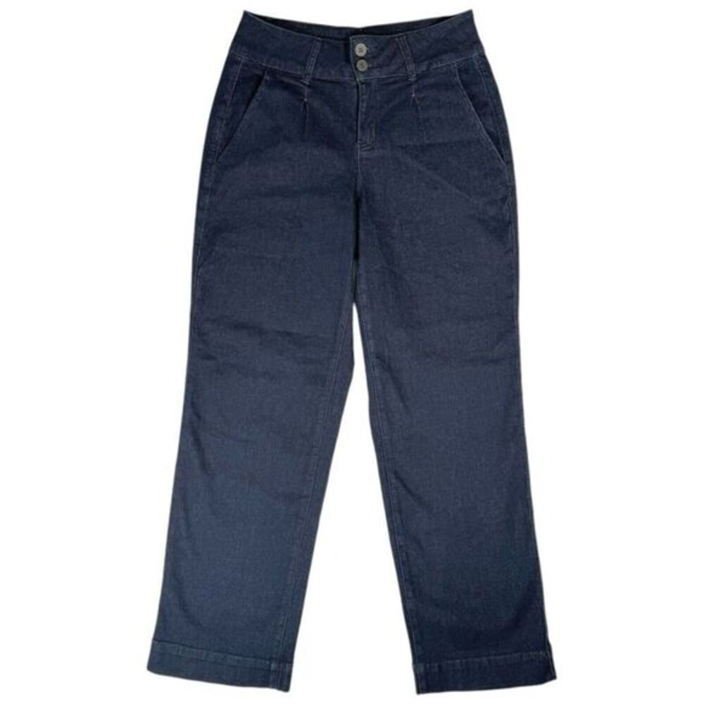 Earl Jeans High Rise Pleated Denim Trousers Sz 6 Wide Leg Jeans Tailored Stretch